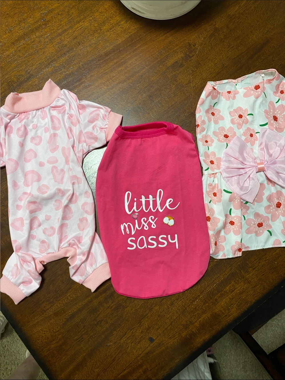 Set of 3 Pink "Little Dog clothes - Cute Floral & Heart Print Options